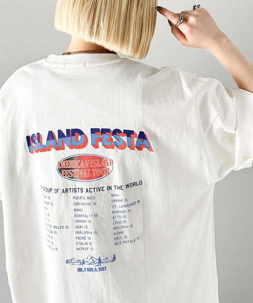《JAVA ジャバコラボ》こなれた大人カジュアルスタイルの主役に。綿100%フェスロゴピグメントTシャツ jv1029046