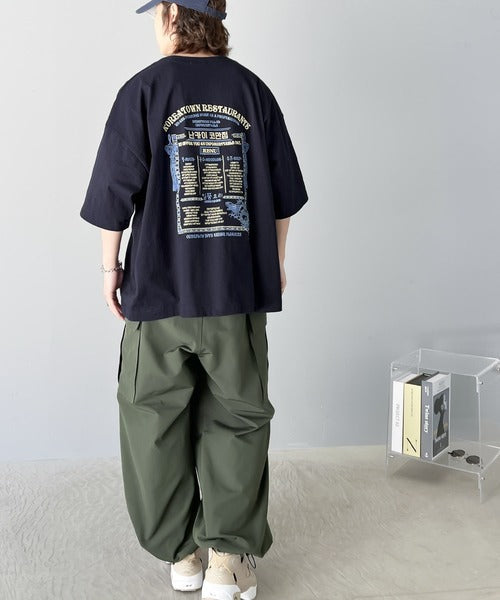 《Javaジャバコラボ》【sustaina+】韓国レシピ刺繍で気分上々。綿100％ビッグシルエットTシャツ jm1050170