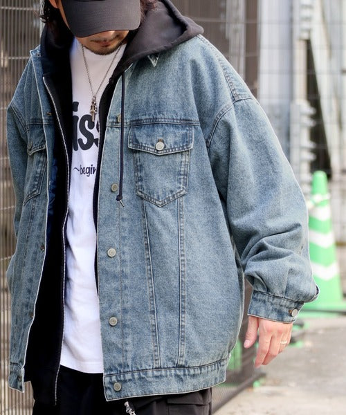 《JAVAジャバコラボ》ゆるっとラフシルエット 裏キルティングBigデニムJK jm1010201