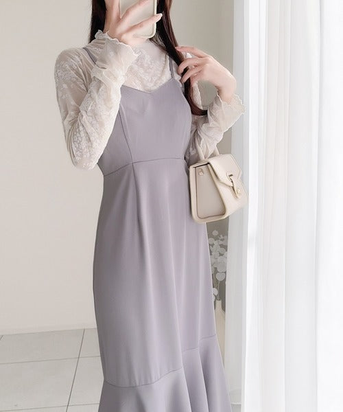 【mily bilet】セットアップで華やかスタイル。チュールケープボレロ付きマーメイドキャミワンピース mi1139025