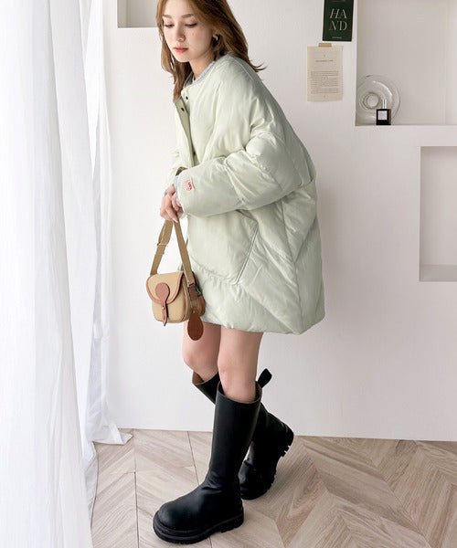 《Javaジャバコラボ》大人の優秀アウター。ノーカラー中綿キルティングダウン jv1110042
