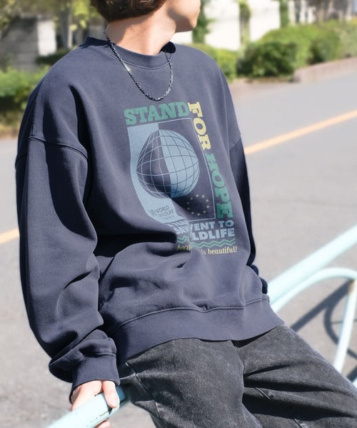 《Javaジャバコラボ》古着ライクなカラープリントが印象的。イベントロゴ ピグメントビッグスウェット jv1219012