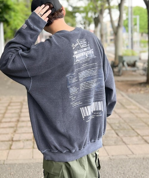 《Javaジャバコラボ》ヴィンテージ感漂う大人の銘品。ダイナープリントリバース使い裏毛スウェット jv1029035