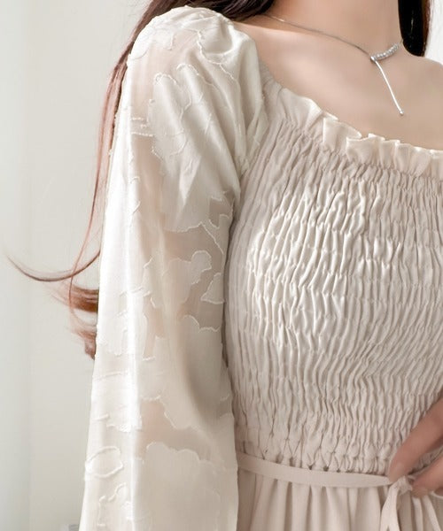 【mily bilet】一枚で大人レディstyle。ショルダー2way袖シアージャガードワンピース mi1139029