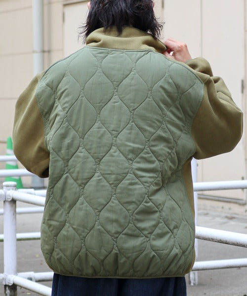 《Javaジャバコラボ》ハーフジップ 裏起毛キルティング バック切替プルオーバー jm1050116