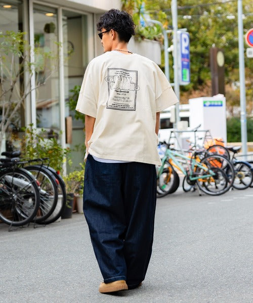 《Javaジャバコラボ》【sustaina+】大人の抜け感。オーガニックコットン混　綿100％前後2wayステッチ刺繍半袖Tシャツ jm1050136