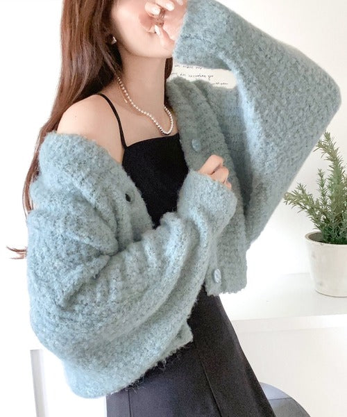 【mily bilet】大人可愛い ブークレーショートカーディガン mi1020123