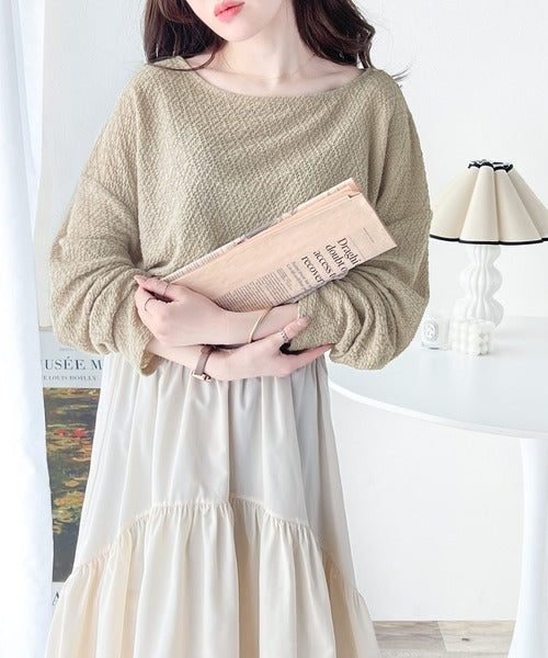 大人の上品シルエット。シャーリング長袖Tシャツ ce1260183