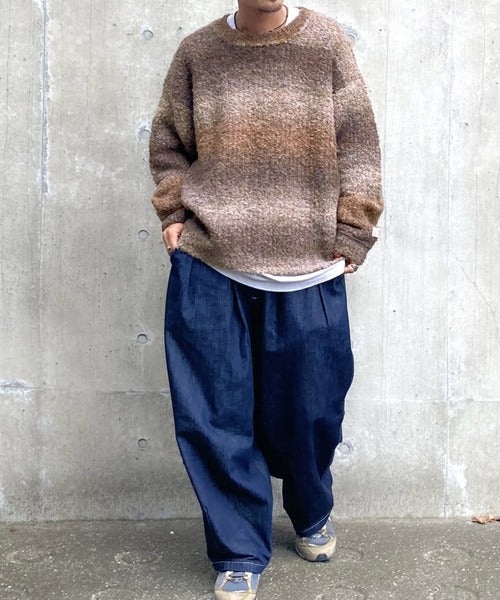 《Javaジャバコラボ》大人配色グラデーションクルーネックニット jv1219006