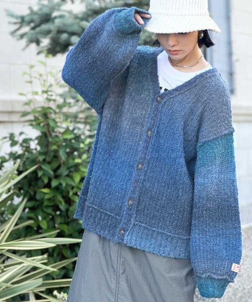 《Javaジャバコラボ》大人のこなれ感漂う グラデーションアウトリンキングニットカーディガン jv1219008