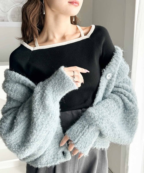 【mily bilet】大人に色っぽく。2wayクロスストラップ袖フレアリブニット mi1020124