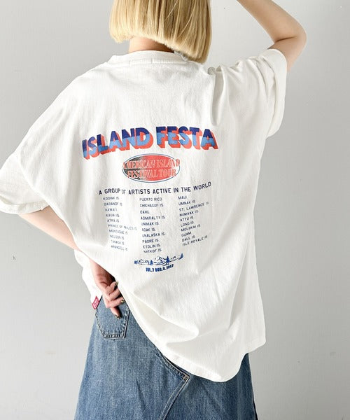《JAVA ジャバコラボ》こなれた大人カジュアルスタイルの主役に。綿100%フェスロゴピグメントTシャツ jv1029046