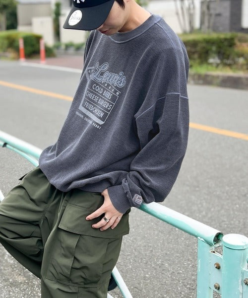 《Javaジャバコラボ》ヴィンテージ感漂う大人の銘品。ダイナープリントリバース使い裏毛スウェット jv1029035