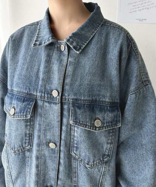 《Javaジャバコラボ》ゆるっとラフシルエット 裏キルティングBigデニムJK jv1010201