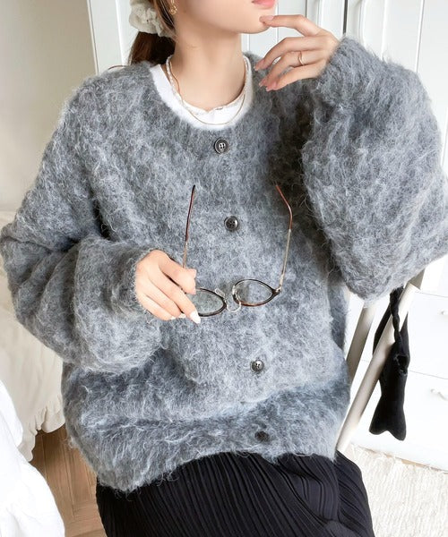 《Javaジャバコラボ》大人ふんわり 3way貴族式起毛クルーネックカーディガン jv1260009