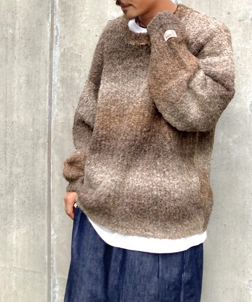 《Javaジャバコラボ》大人配色グラデーションクルーネックニット jv1219006