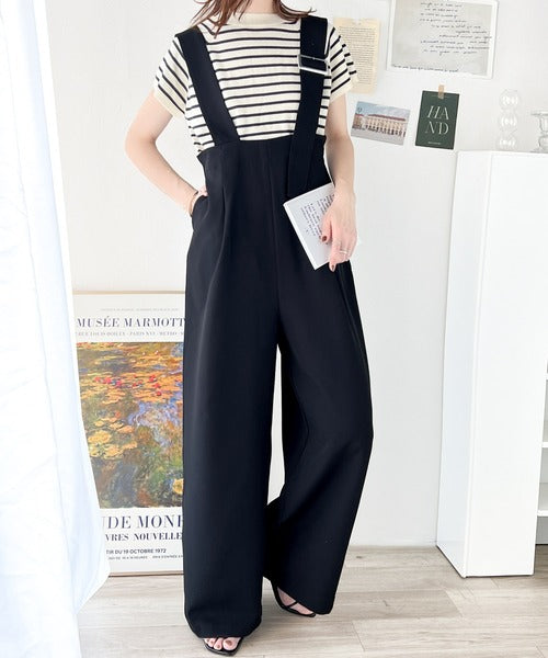 大人のワイドストレート。アシメバックルベルトサロペット ce0940179