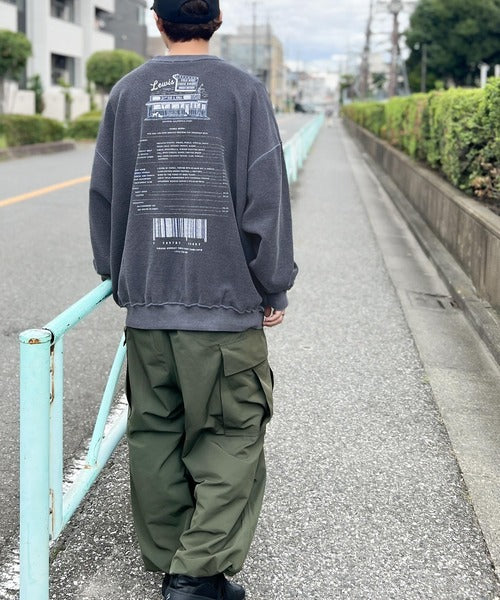 《Javaジャバコラボ》ヴィンテージ感漂う大人の銘品。ダイナープリントリバース使い裏毛スウェット jv1029035