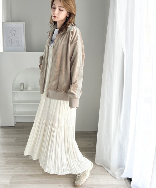 大人の旬スタイル！胸刺繍ベロアトラックジャケット ce1260042