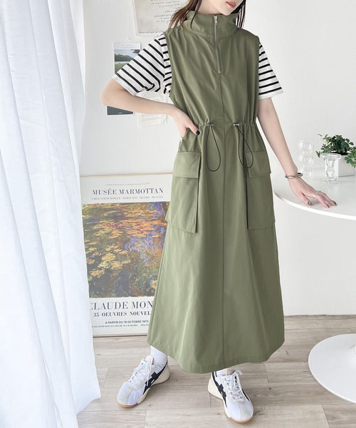 《Javaジャバコラボ》大人の高見えitem。ハーフジップドロストワンピース jv0940181