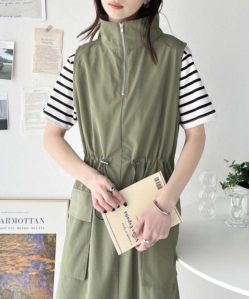 《Javaジャバコラボ》大人の高見えitem。ハーフジップドロストワンピース jv0940181