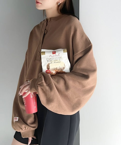 《Javaジャバコラボ》スポーティムードが今気分  2way立体刺繍バックヘンリー裏起毛PO jv1260014