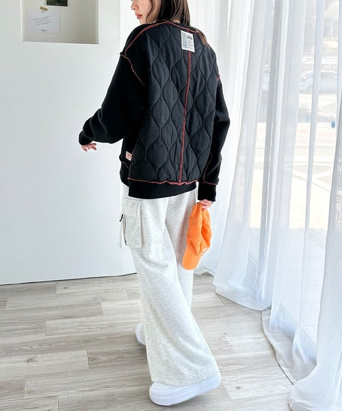 《Java ジャバコラボ》2wayリバーシブル裏起毛×キルティング切替プルオーバー jv1050102