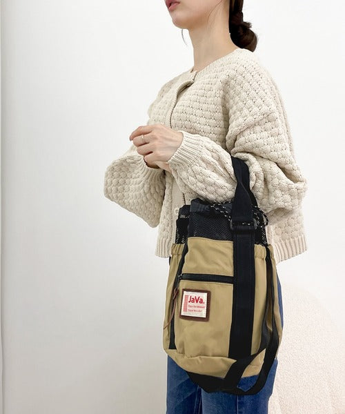 《JaVaジャバ コラボ》ころんと可愛い。2wayアウトドア巾着メッシュバッグ jv1159001