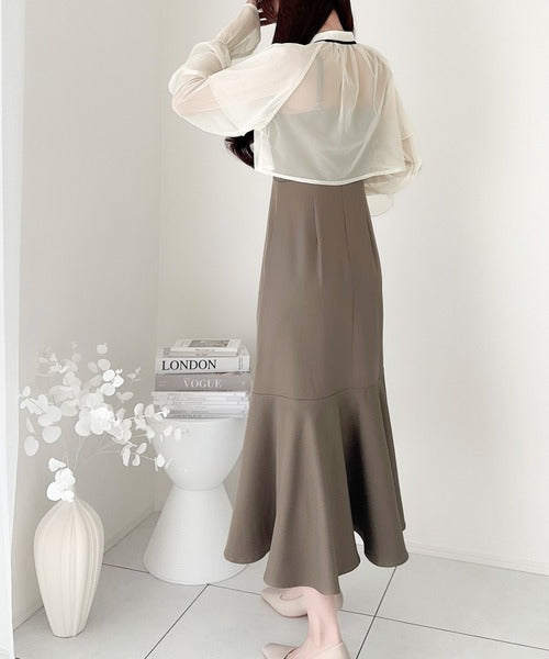 【mily bilet】セットアップで華やかスタイル。チュールケープボレロ付きマーメイドキャミワンピース mi1139025
