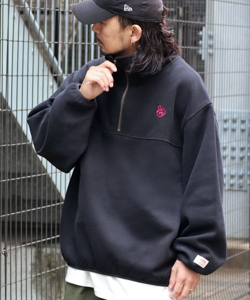 《Javaジャバコラボ》ハーフジップ 裏起毛キルティング バック切替プルオーバー jm1050116