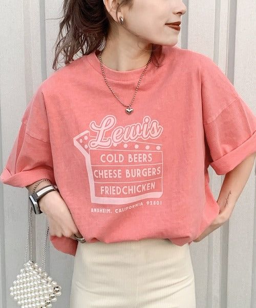 《Javaジャバコラボ》ゆるっとカジュアルに。コットン100％ダイナープリントヴィンテージライクピグメントTシャツ jv1029045