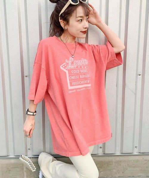 《Javaジャバコラボ》ゆるっとカジュアルに。コットン100％ダイナープリントヴィンテージライクピグメントTシャツ jv1029045