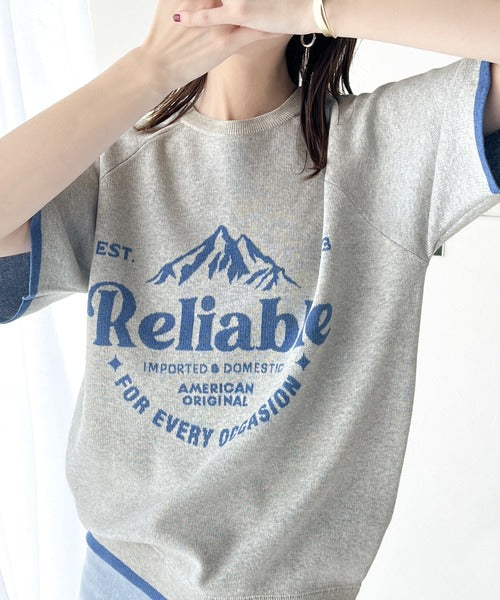 《JaVa ジャバコラボ》大人のカジュアルトップス。前後2way ラグラン半袖グラフィックニットTシャツ jv1050169