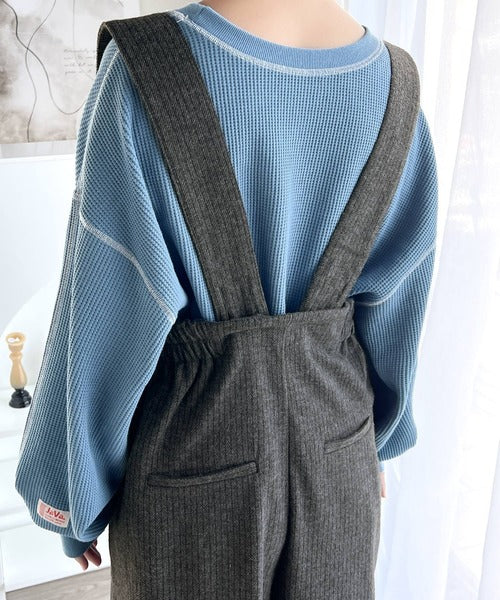 大人のワイドシルエット 裏起毛ハイウエストサロペット ce1010256