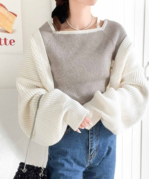 【mily bilet】大人に色っぽく。2wayクロスストラップ袖フレアリブニット mi1020124