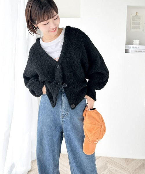 【mily bilet】大人可愛い ブークレーショートカーディガン mi1020123