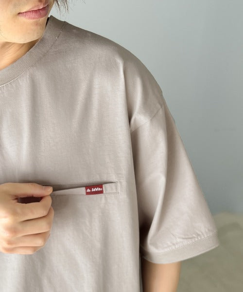 《Javaジャバコラボ》綿100％。大人のこなれカジュアル。シルケット素材裾ドロストオーバーサイズTシャツ jm1050157