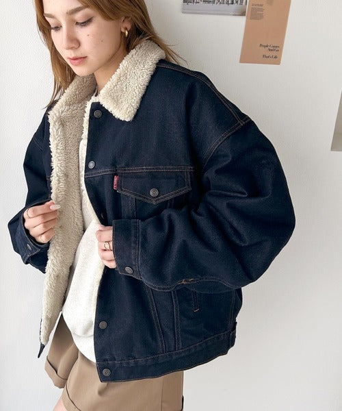 《Javaジャバコラボ》あったかボア×ヴィンテージ感溢れるデニム。襟ボアデニムジャケット jv1260032