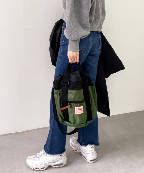 《JaVaジャバ コラボ》ころんと可愛い。2wayアウトドア巾着メッシュバッグ jv1159001