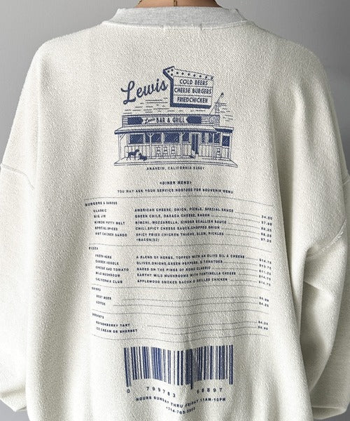 《Javaジャバコラボ》ヴィンテージ感漂う大人の銘品。ダイナープリントリバース使い裏毛スウェット jv1029035