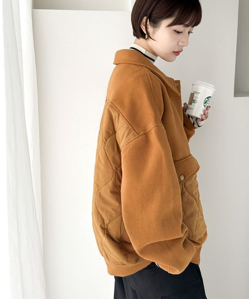《JAVAジャバ 別注》異素材マッチングで遊び心をプラス。キルティング×裏起毛切替ブルゾン jv1050115
