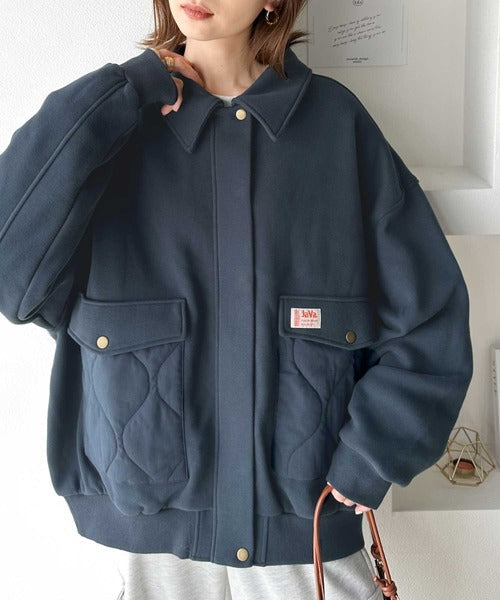 《JAVAジャバ 別注》異素材マッチングで遊び心をプラス。キルティング×裏起毛切替ブルゾン jv1050115
