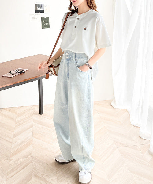 《JaVaジャバ コラボ》【family+】大人のこなれスポーティー。吸水速乾・胸刺繍半袖ポロトップス jv1050138