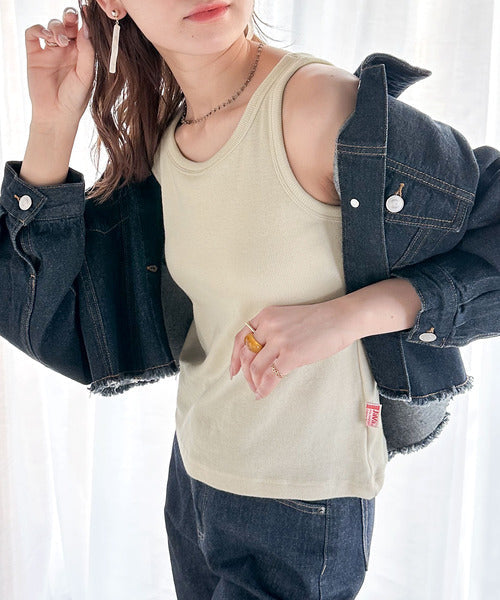《JaVa ジャバコラボ》大人のトレンドインナー。アメスリカップ付タンクトップ jv1020075