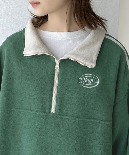 《JaVa ジャバコラボ》旬なレトロスポーツ。刺繍フリースアノラックハーフジップPO jv1260039