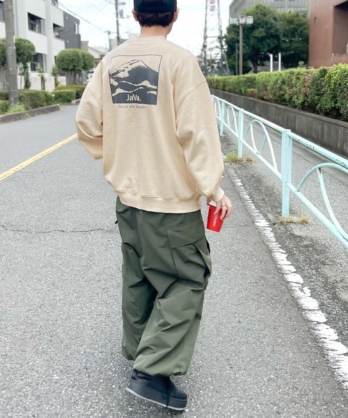 《Javaジャバコラボ》さりげない存在感。ミックス見えバックプリント裏起毛スウェット jv1219010