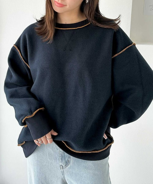 《Java ジャバコラボ》2wayリバーシブル裏起毛×キルティング切替プルオーバー jv1050102