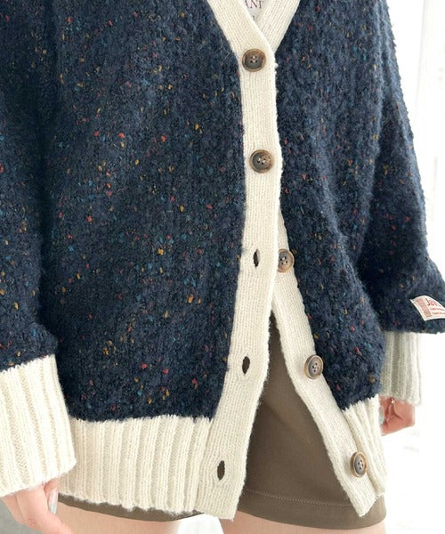 《JAVAジャバ 別注》華やかレディに格上げ。カラーネップ2way配色カーディガン jv1020105