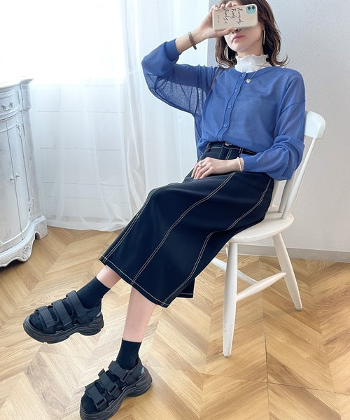 【mily bilet】羽織＆持ち運びに便利！さらっと羽織りたい最旬シアー素材＆カラー　2wayショート丈カーディガン mi1149001