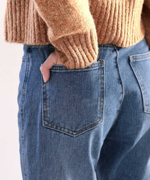 最旬美脚デニム。裾フリンジセミフレアデニムパンツ ce0900004